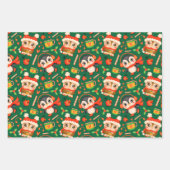 kerstboomkor en pinguïn Festive Green Inpakpapier Vel (Voorkant)