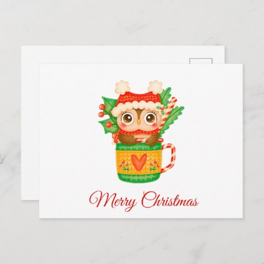 kerstboomkor in een Teacup met snoepriet Feestdagenkaart (Voorkant / Achterkant)