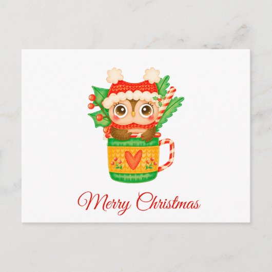 kerstboomkor in een Teacup met snoepriet Feestdagenkaart (Voorkant)