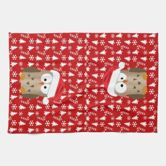 kerstboomkor met Santa Hat Theedoek (Horizontaal)