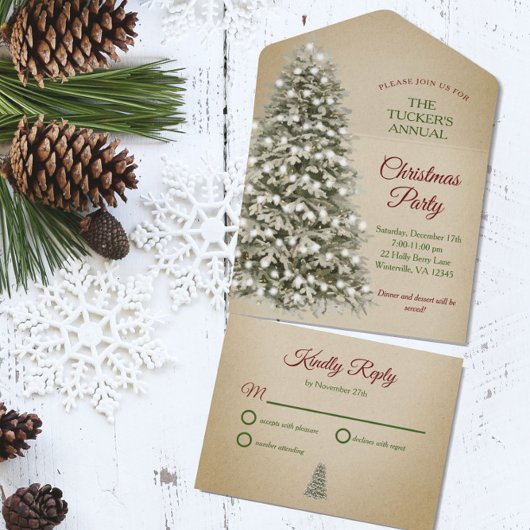kerstboomkraft Paper Company Holiday Party All In One Uitnodiging