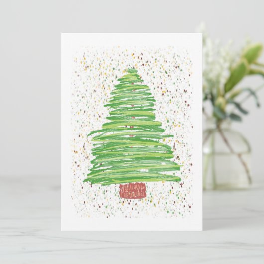 kerstboomkunst feestdagenkaart (Staand voorkant)