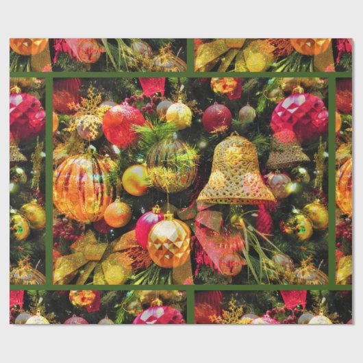 kerstboomkunst Groene grens charmant Cadeaupapier (Vlak)