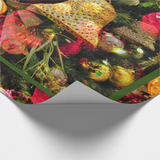 kerstboomkunst Groene grens charmant Cadeaupapier (Hoek)