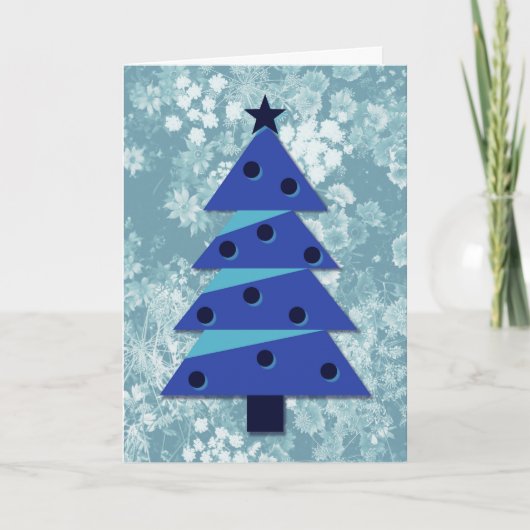 kerstboomkunst in Aqua Blue Kaart (Voorkant)