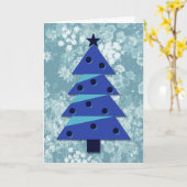 kerstboomkunst in Aqua Blue Kaart (Gele Bloem)