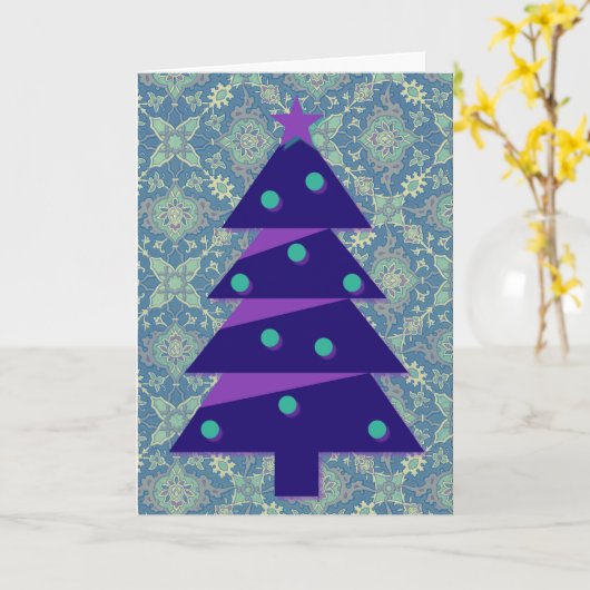  kerstboomkunst in het Paars Kaart (Gele Bloem)