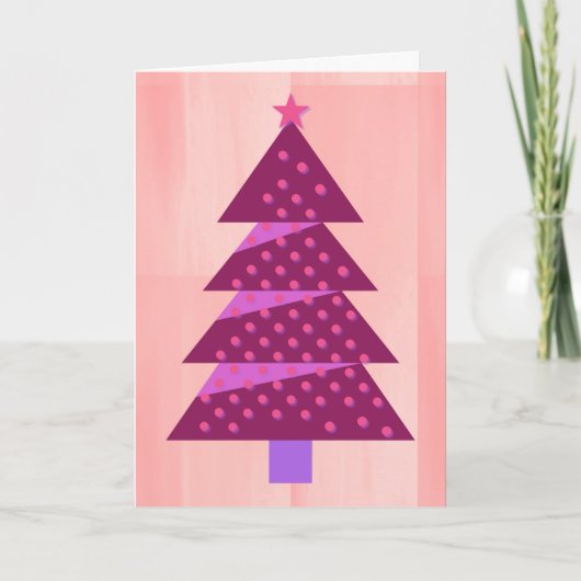 kerstboomkunst in paars en roze kaart (Voorkant)