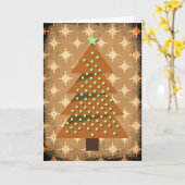  kerstboomkunst in Rustic Brown Kaart (Gele Bloem)