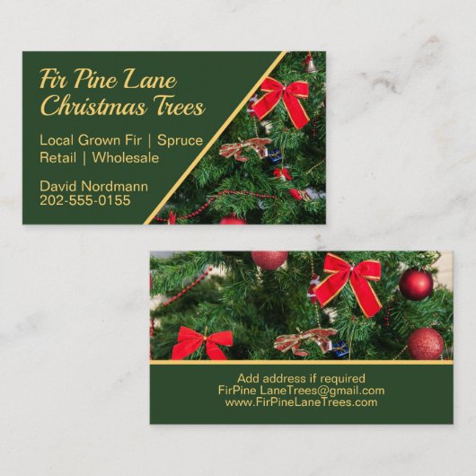 kerstboomkweker visitekaartje (Voorkant / Achterkant)