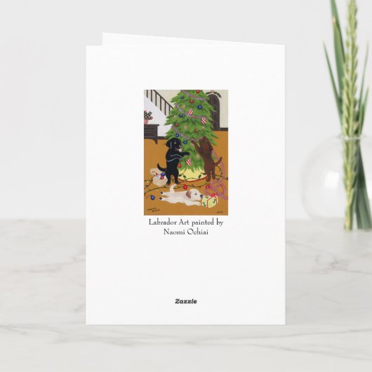 kerstboomlabradors feestdagen kaart (Achterkant)