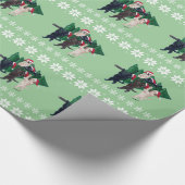 Kerstboomlabradors in het sneeuwveld cadeaupapier (Hoek)