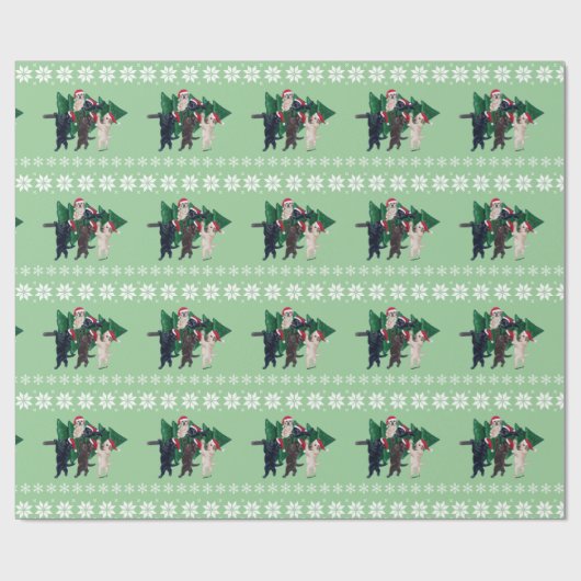 Kerstboomlabradors in het sneeuwveld cadeaupapier (Vlak)