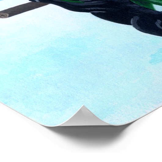 Kerstboomlabradors in het sneeuwveldwerk poster (Hoek)