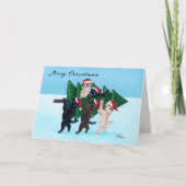 Kerstboomlabradors in Snowfield Feestdagen Kaart (Voorkant)