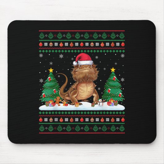 Kerstboomlampjes Bearded Dragon Santa Ugly XM Muismat (Voorkant)