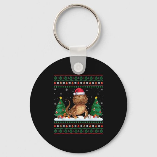 Kerstboomlampjes Bearded Dragon Santa Ugly XM Sleutelhanger (Voorkant)
