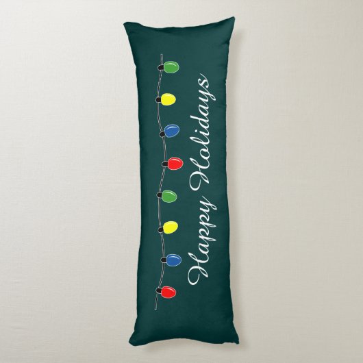 Kerstboomlampjes body kussen met aangepaste tekst (Achterkant (Verticaal))