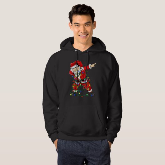 kerstboomlampjes die de kerstman afbreken, voor ke hoodie (Voorkant volledig)