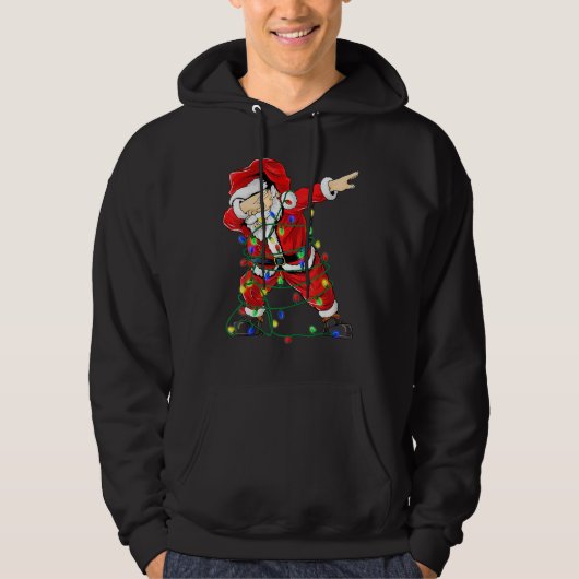 kerstboomlampjes die de kerstman afbreken, voor ke hoodie (Voorkant)