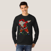 kerstboomlampjes die de kerstman afbreken, voor ke t-shirt (Voorkant volledig)