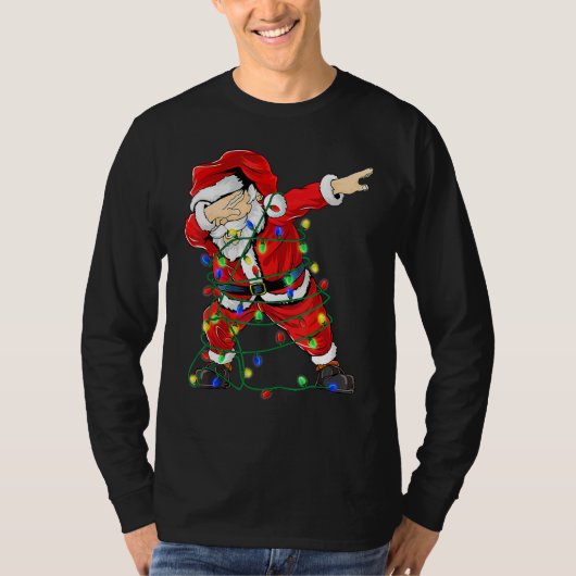 kerstboomlampjes die de kerstman afbreken, voor ke t-shirt (Voorkant)