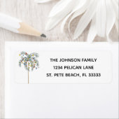 Kerstboomlampjes op het retouradres van de palmboo etiket (Insitu)