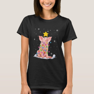 kerstboomlampjes voor varkens t-shirt