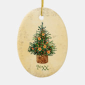 Kerstboomland Traditioneel Eenvoudig Groen Keramisch Ornament (Voorkant)