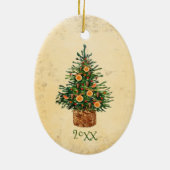 Kerstboomland Traditioneel Eenvoudig Groen Keramisch Ornament (Achterkant)