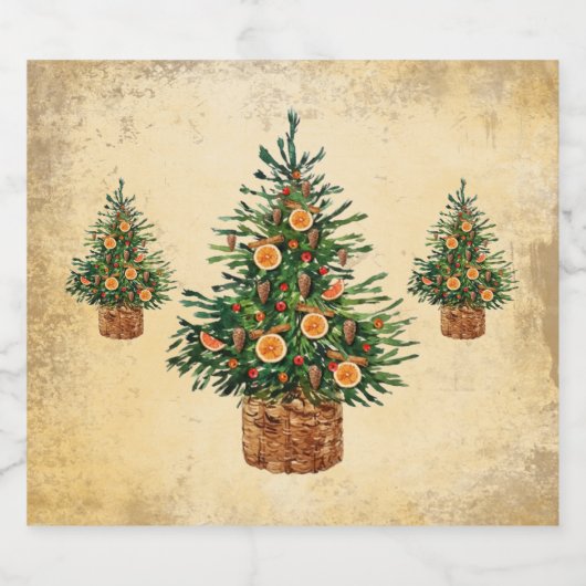 Kerstboomland Traditioneel eenvoudig Sparkling Wijnetiket (Enkel label)