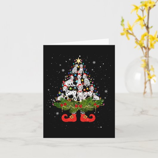 Kerstboomlichten Schattige Santa Hat Hondenliefheb Kaart (Gele Bloem)