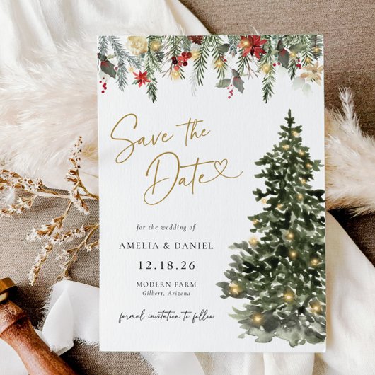 Kerstboomlichten Sla de uitnodiging voor de datum 