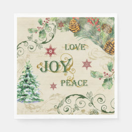 kerstboomliefde Joy Peace Holly Typografie Servet