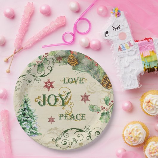 kerstboomliefhebbers Vrede Holly Typografie Art Papieren Bordje (Feest)