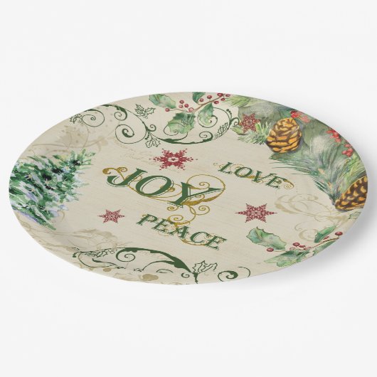 kerstboomliefhebbers Vrede Holly Typografie Art Papieren Bordje (Gekanteld)