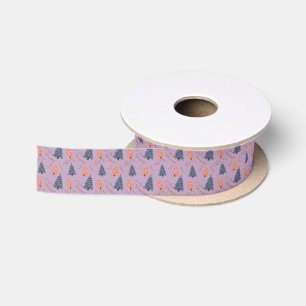 Kerstboomlint Roze & Blauwe Patroon Satijnen Lint