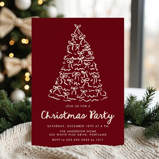 Kerstboomlinten Cranberry Kerstfeest Kaart