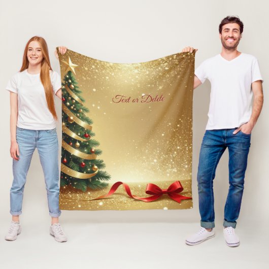 Kerstboomlinten fleece deken (In situ)