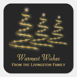 Kerstboomlinten Gestileerde Kerstbomen Zwart Vierkante Sticker