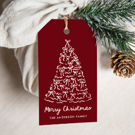 Kerstboomlinten met een Granny Smith-appel Kerstfe Cadeaulabel