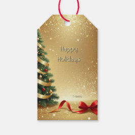 Kerstboomlinten Vakantiecadeau-etiket Cadeaulabel