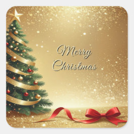 Kerstboomlinten Vakantiekikker Vierkante Sticker
