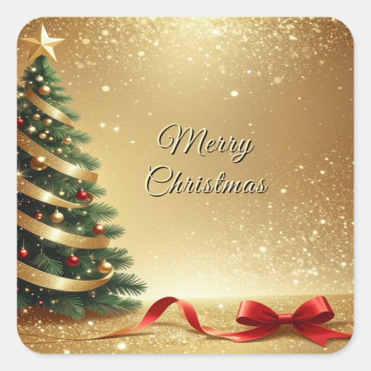 Kerstboomlinten Vakantiekikker Vierkante Sticker (Voorkant)