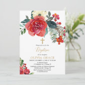 kerstboomluik met waterverf florale elegant kaart (Staand voorkant)