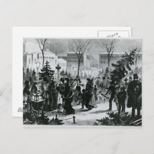 Kerstboommarkt in Augustusplatz Feestdagenkaart (Voorkant / Achterkant)