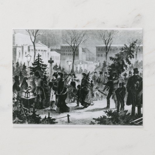 Kerstboommarkt in Augustusplatz Feestdagenkaart (Voorkant)