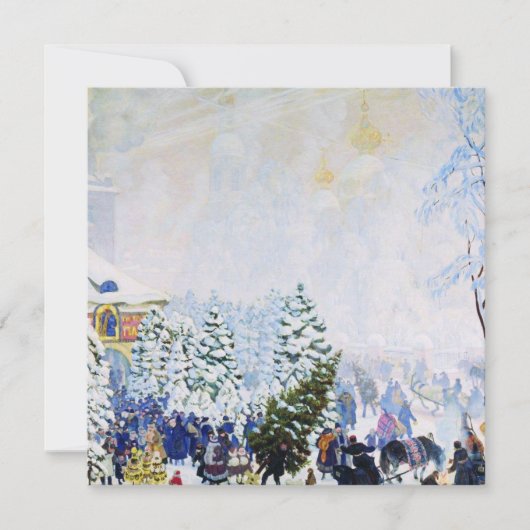 Kerstboommarkt in Rusland (Boris Kustodiev) Kaart (Voorkant)