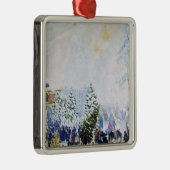 Kerstboommarkt in Rusland (Boris Kustodiev) Metalen Ornament (Rechts)