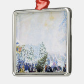Kerstboommarkt in Rusland (Boris Kustodiev) Metalen Ornament (Links)